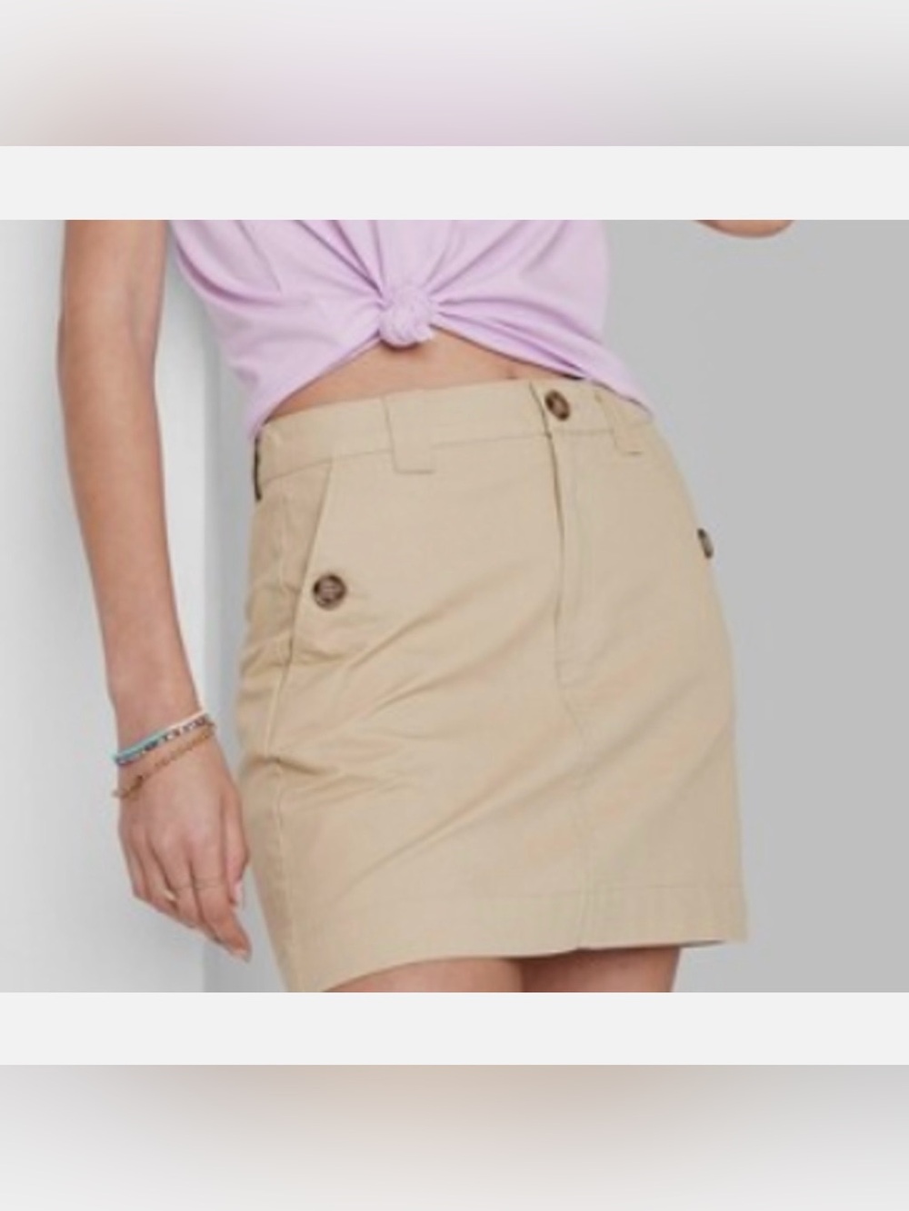 NWT Wild Fable Tan Button-Accent Mini Skirt
